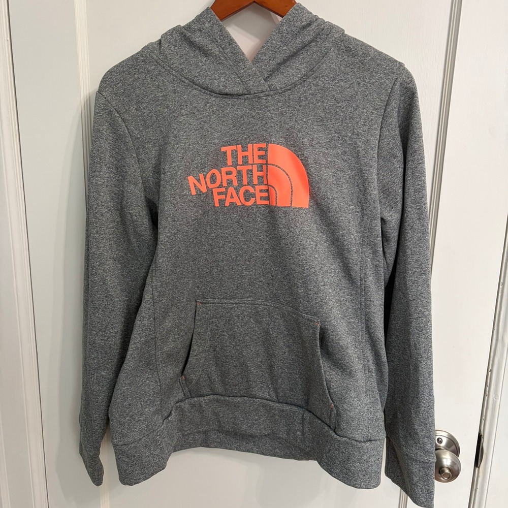 The North Face Women's Pullover Hoodie Size L Gray Orange Logo